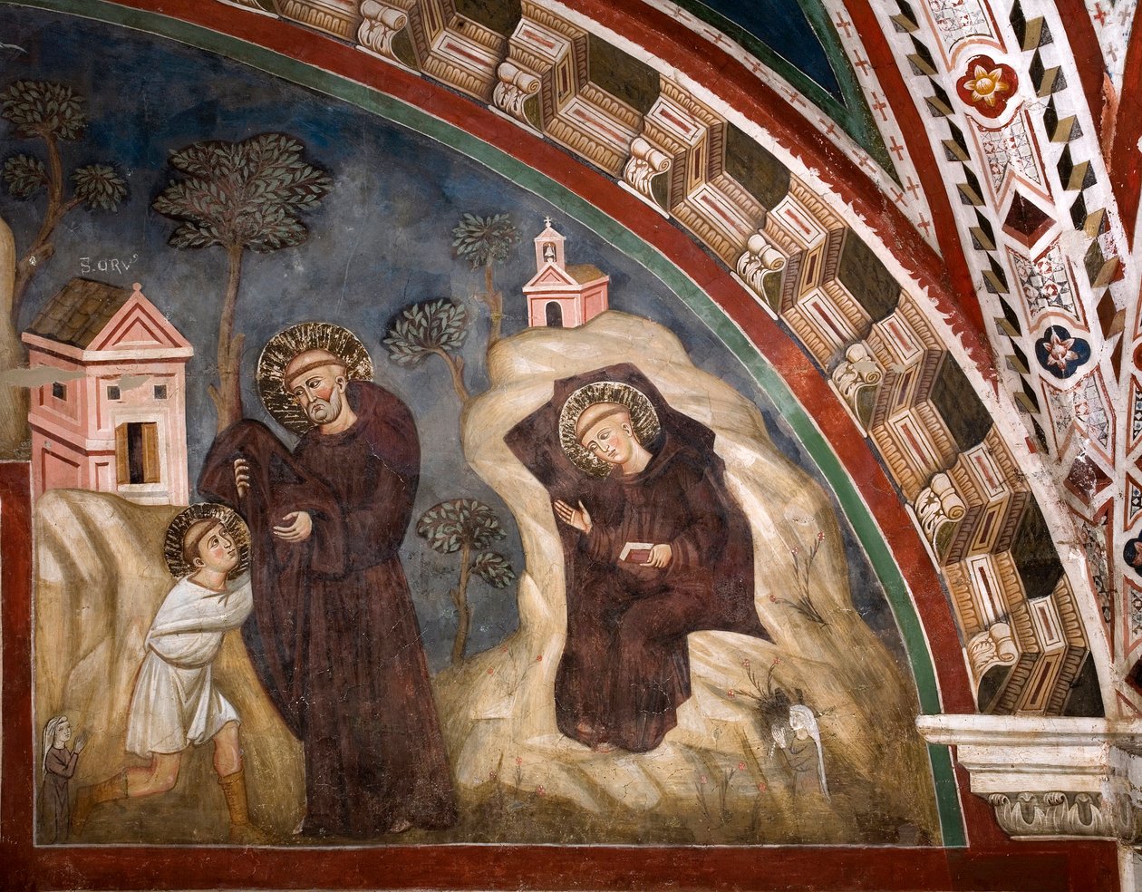 Munken Romano overførte vanen til den unge Benoit de Nursie i Subiaco-regionen, han trak sig tilbage til en hule Fresco af Master Consolo (1200-tallet) Lower Church. Klosteret Saint Benedetto (Sacro Speco), Subiaco (Rom), Italien af Consolo 