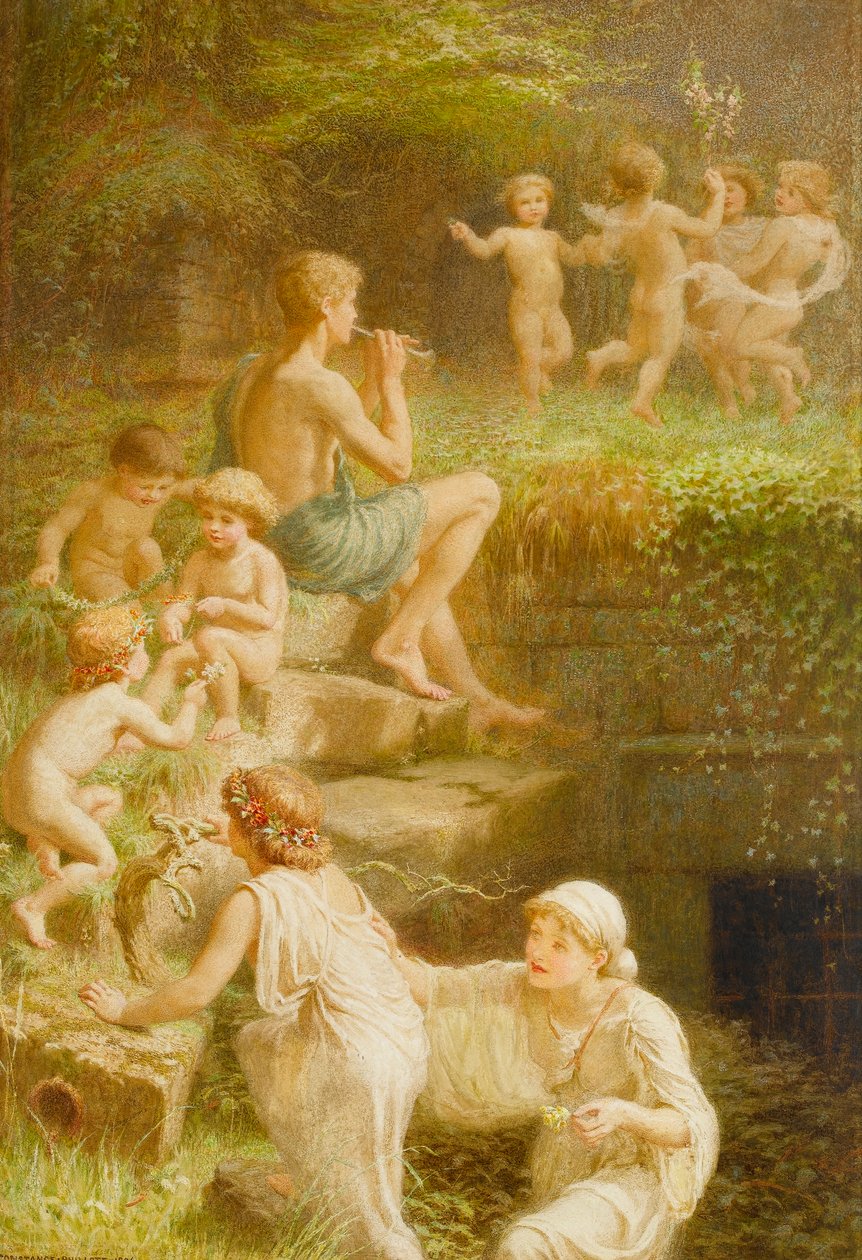 Arcadian Revelry: The Coming of Spring (wc på papir) af Constance Phillott