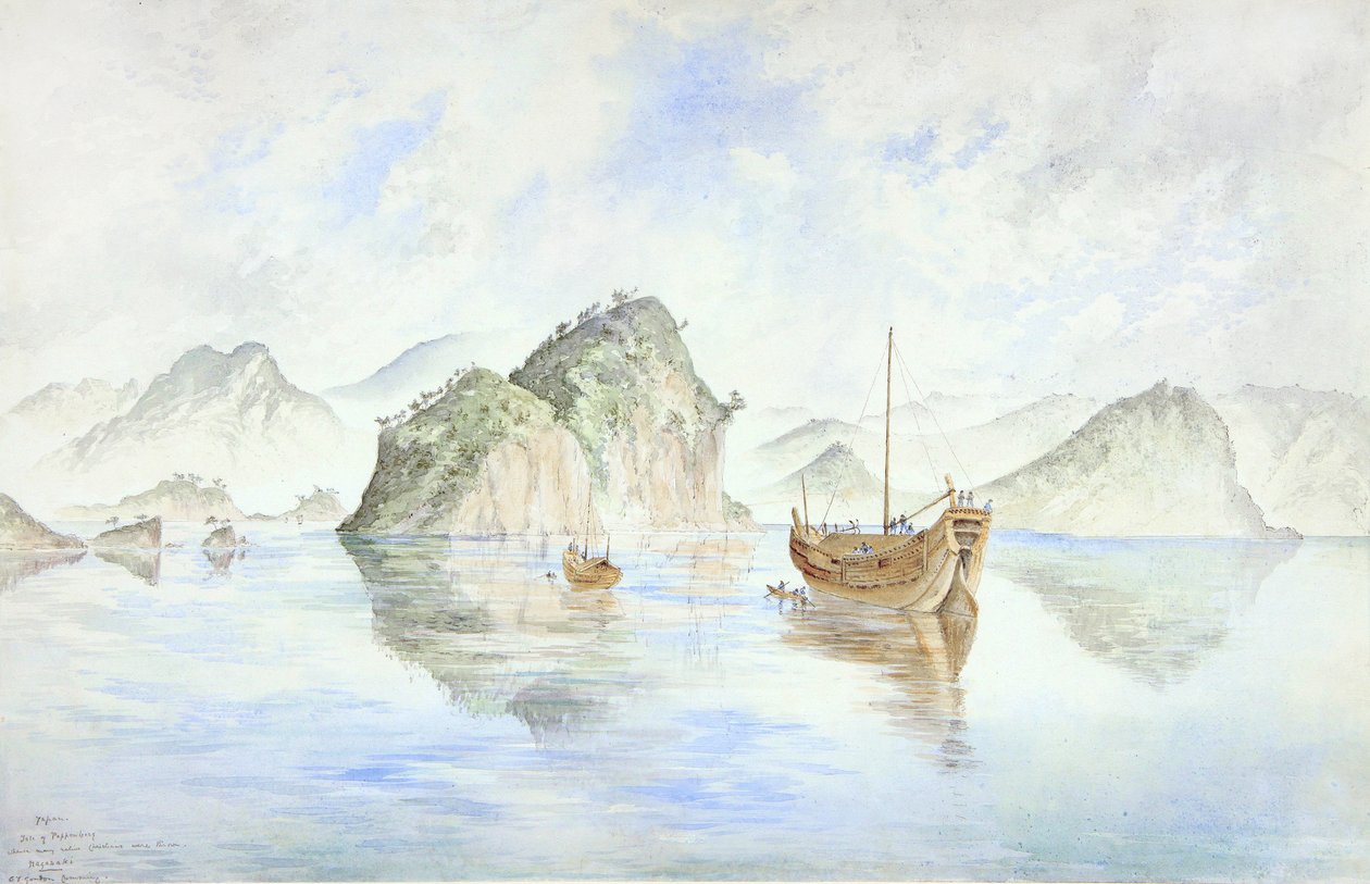 Nagasaki, Japan: Isle of Pappenberg (akvarel) af Constance Frederica Gordon Cumming
