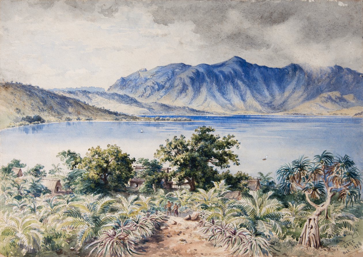 Naiviri Bay, Nananu, Fiji 1876 (akvarel) af Constance Frederica Gordon Cumming