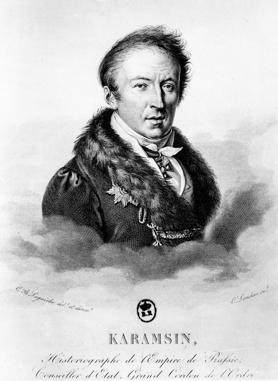 Portræt af Nikolai Mikhailovich Karamzin (1766-1826) af Constant Louis Antoine Lorichon