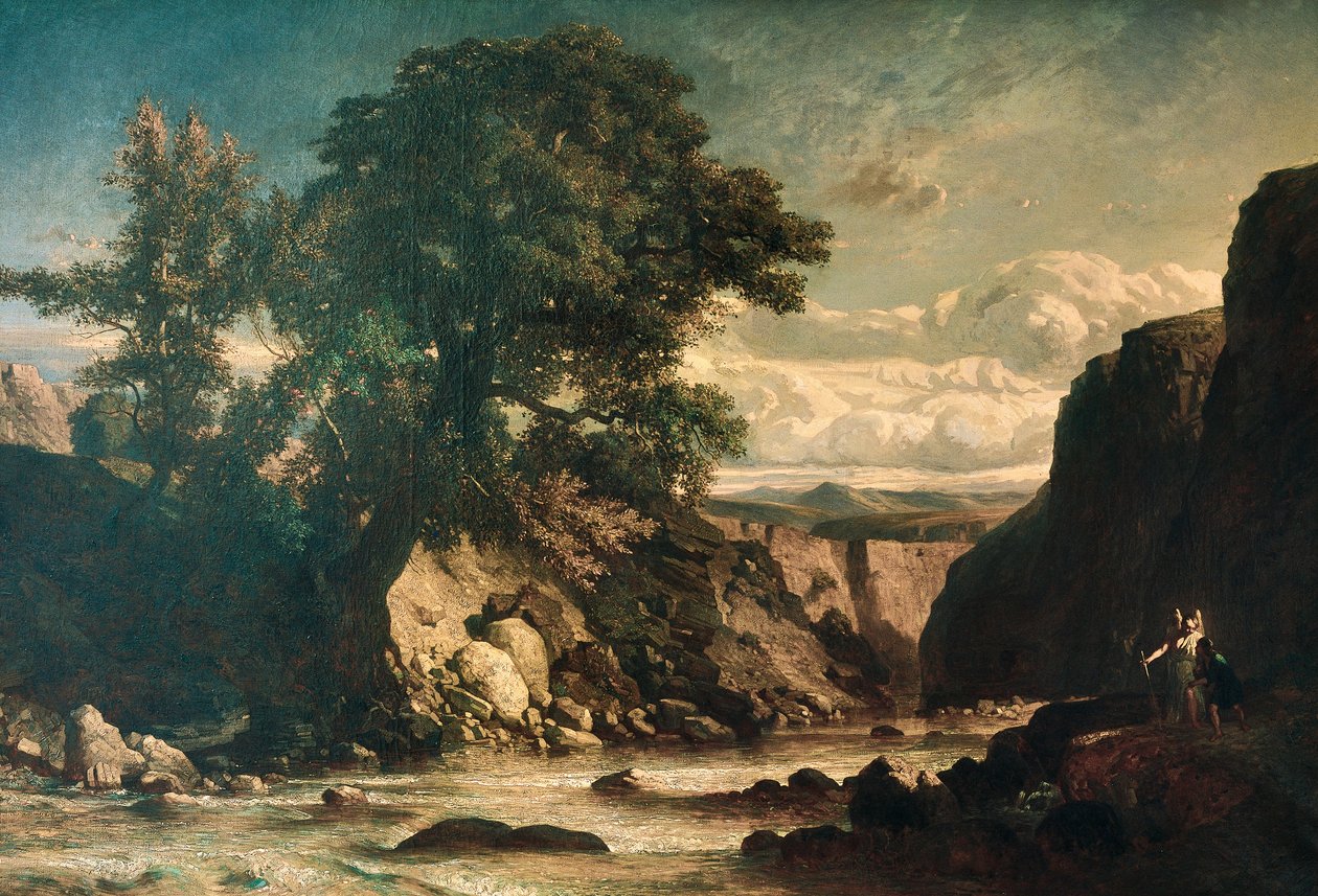 Landskab, der viser Tobias og engel, af Constant Troyon (1810-65) af Constant Emile Troyon