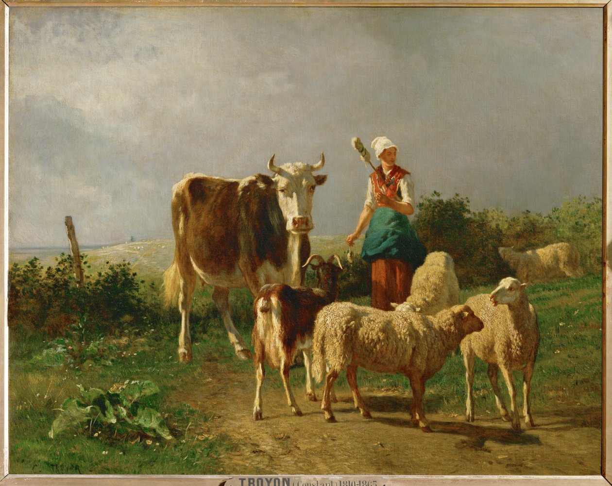Le petit troupeau - den lille flok ... af Constant-Emile Troyon