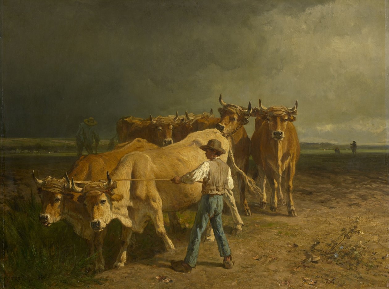 Oksepløjning, 1860 af Constant Emile Troyon