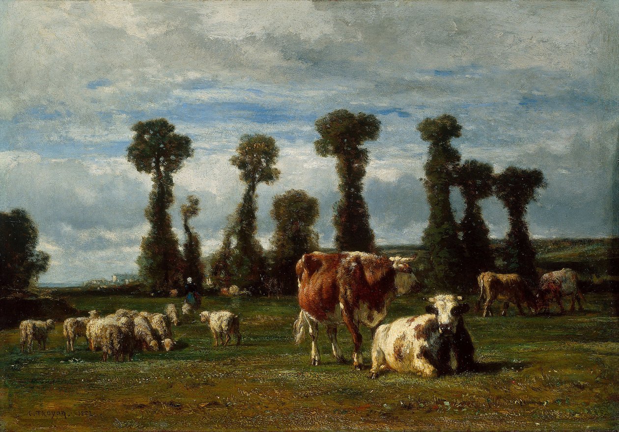 Græsgang i Normandiet, 1852 af Constant Emile Troyon