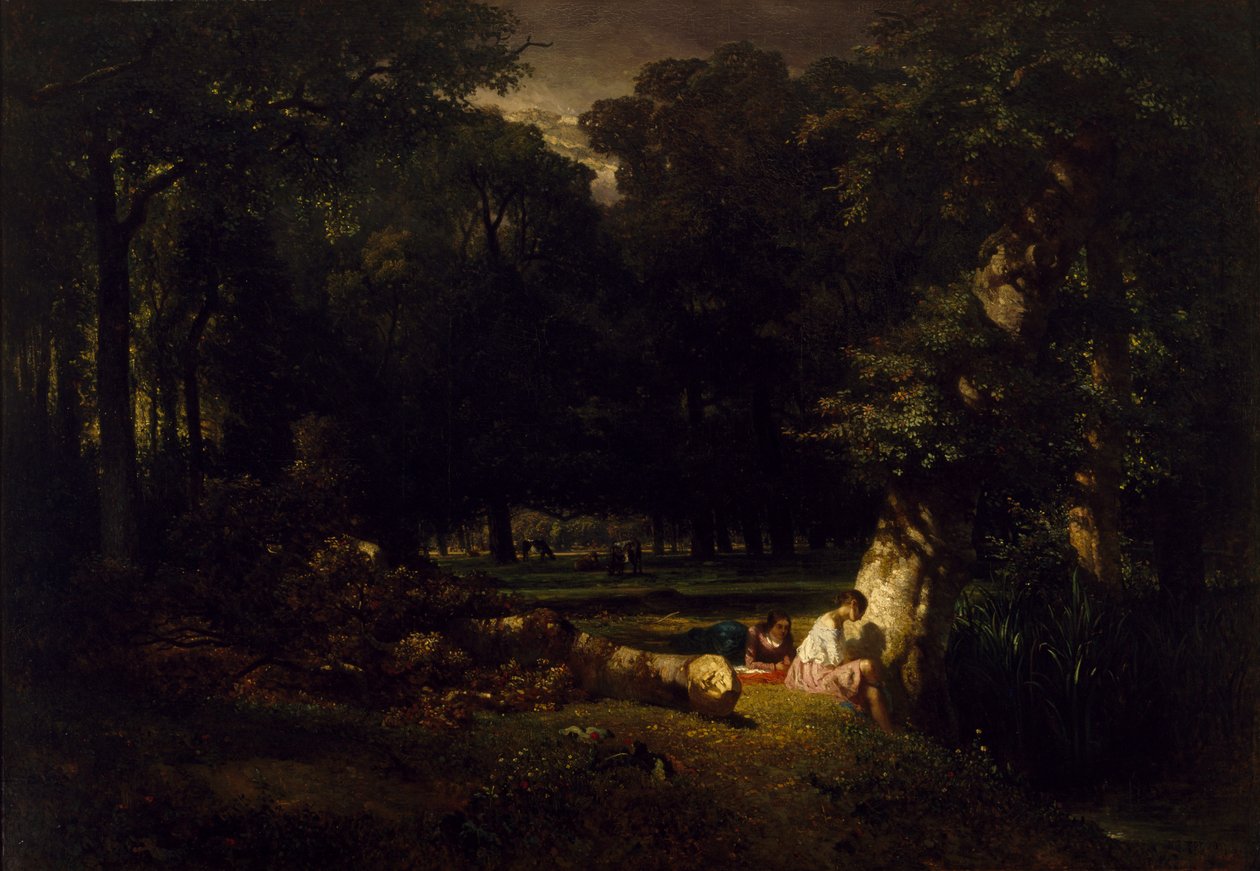 Badegæsterne (Rydning i skoven), 1842 af Constant Emile Troyon