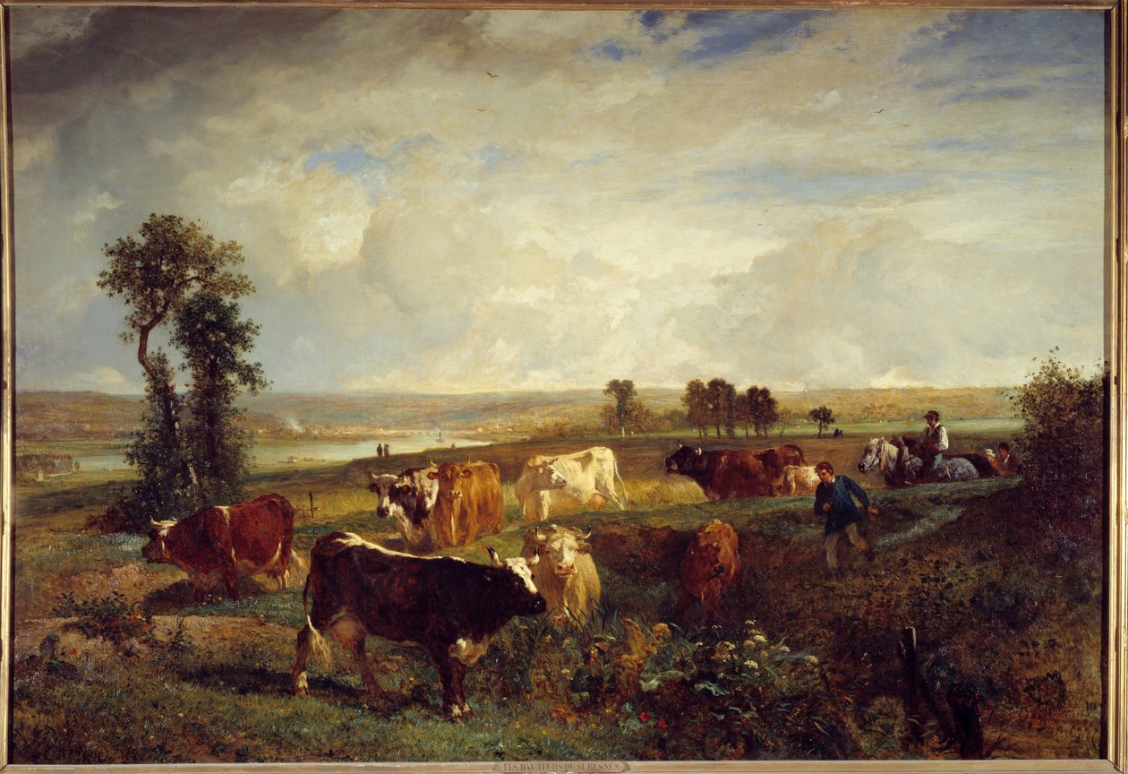 Udsigt taget fra højderne af Suresnes (Hauts de Seine). Maleri af Constant Troyon (1810-1865) af Constant Emile Troyon
