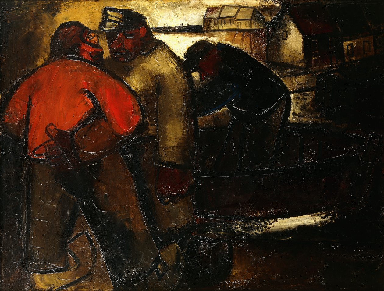 Fiskere; Fiskerne - De Vissers (recto), ca. 1923-24 (olie på lærred) af Constant Permeke