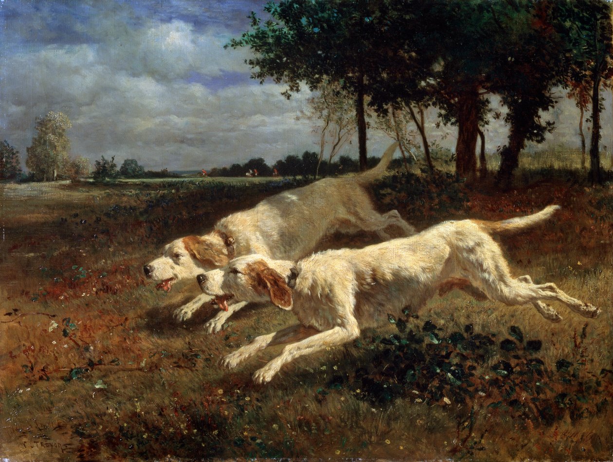 Løbende hunde, 1853. af Constant Troyon