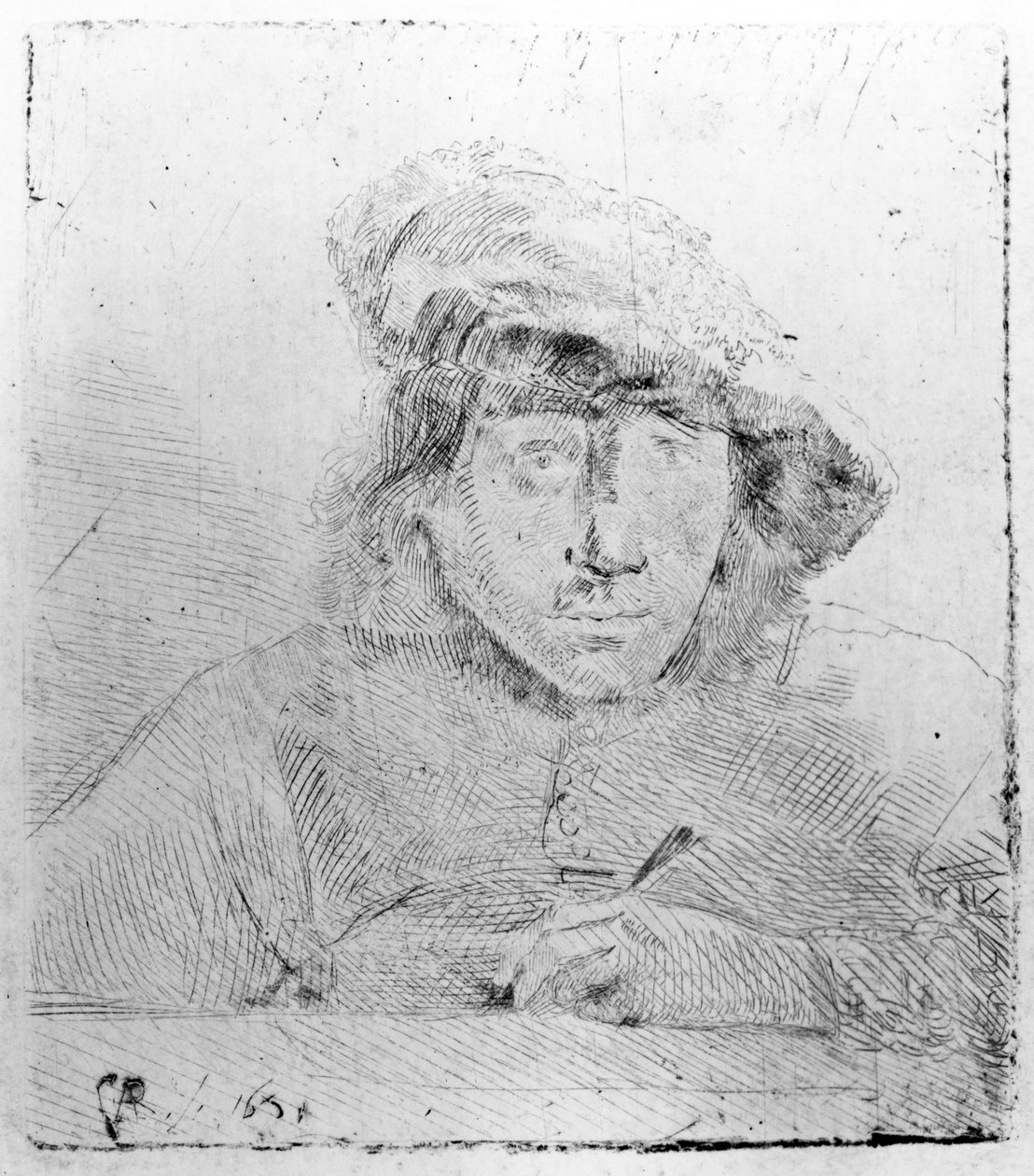 Selvportræt, 1651 (ætsning med tørnål) af Constantin Daniel van Renesse