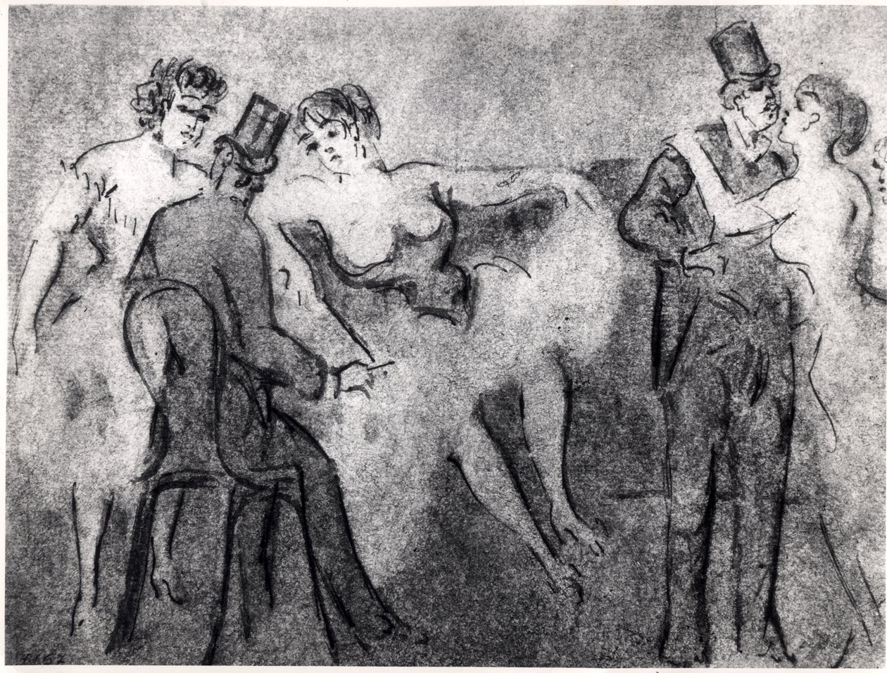 På bordellet, ca. 1850 (pen og blækvask på papir) af Constantin Guys