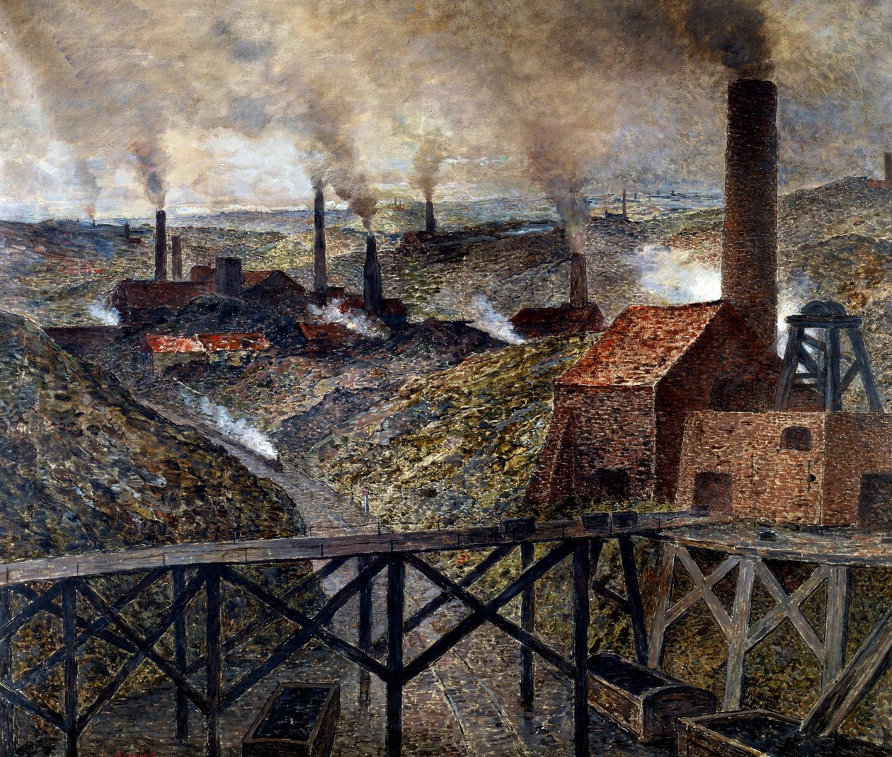 I det sorte land industrilandskab af fabrikker og skorstene. Maleri af Constantin Meunier (1831-1905) af Constantin Emile Meunier