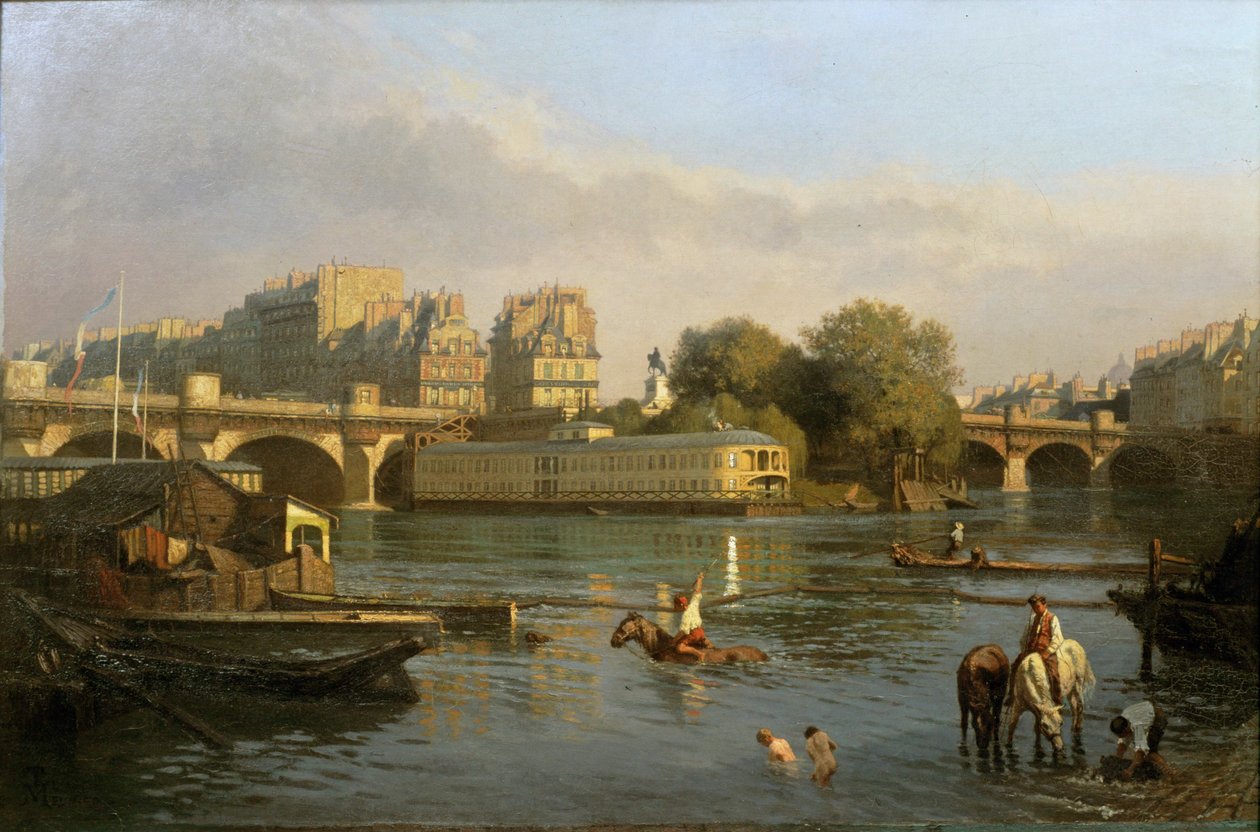 Pont Neuf og Ile de la Cite, Paris ... af Constantin Emile Meunier