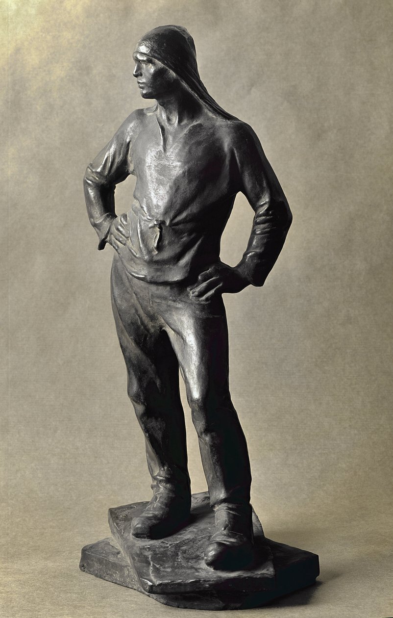Langstrandmanden i Antwerpens havn (bronzeskulptur af Constantin Emile Meunier