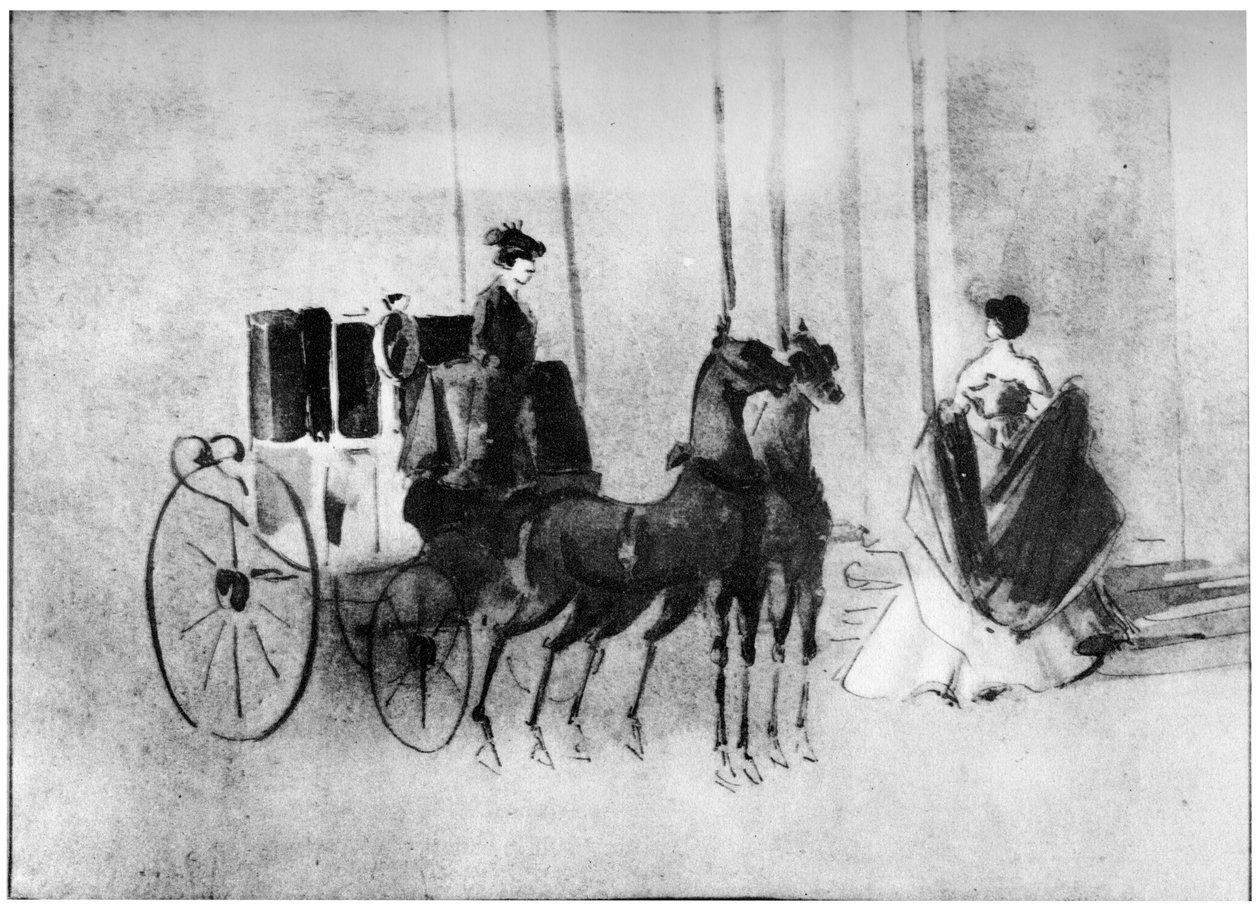 Ankomst til ballet, 1800-tallet, 1930. af Constantin Guys