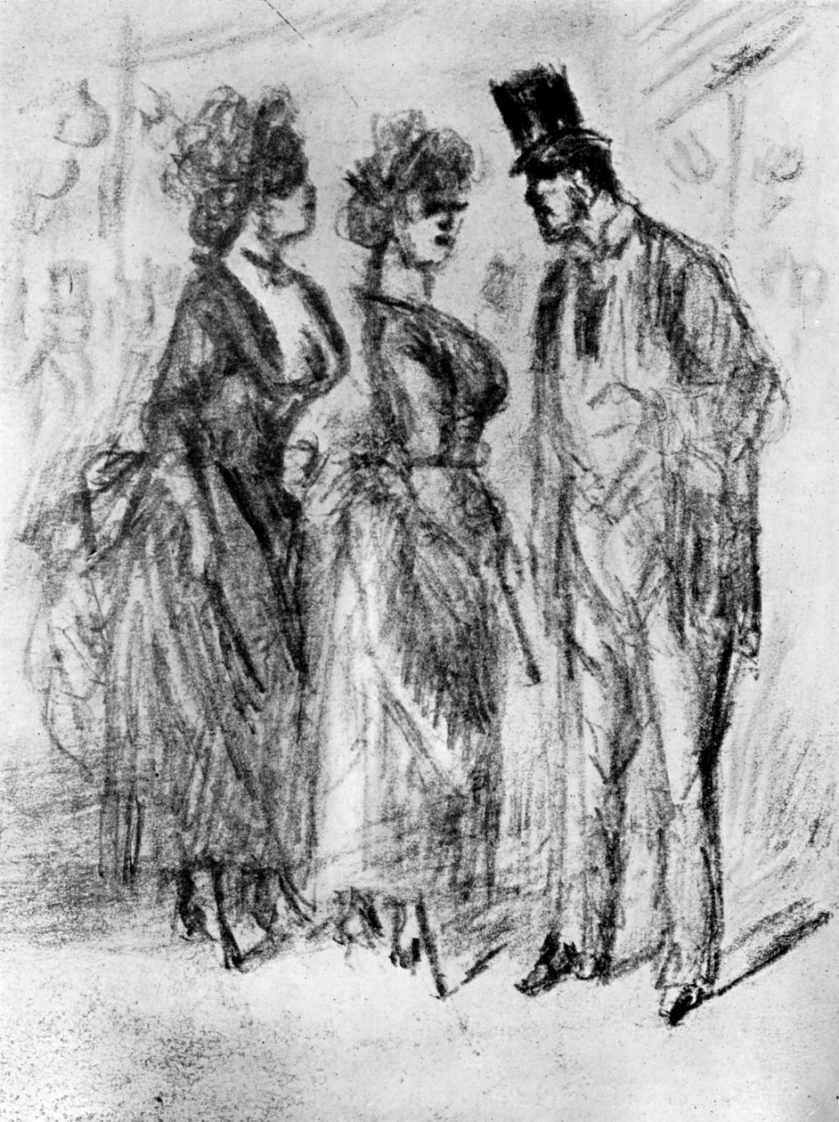 Au Promenoir, 1800-tallet, 1930. af Constantin Guys