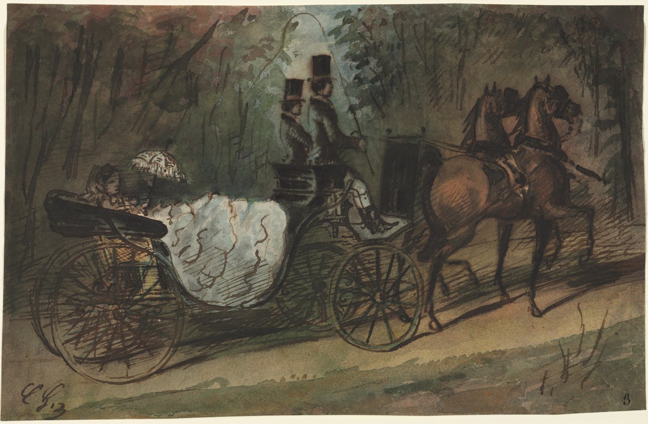 Vogn i Bois de Boulogne, 1800-tallet. af Constantin Guys