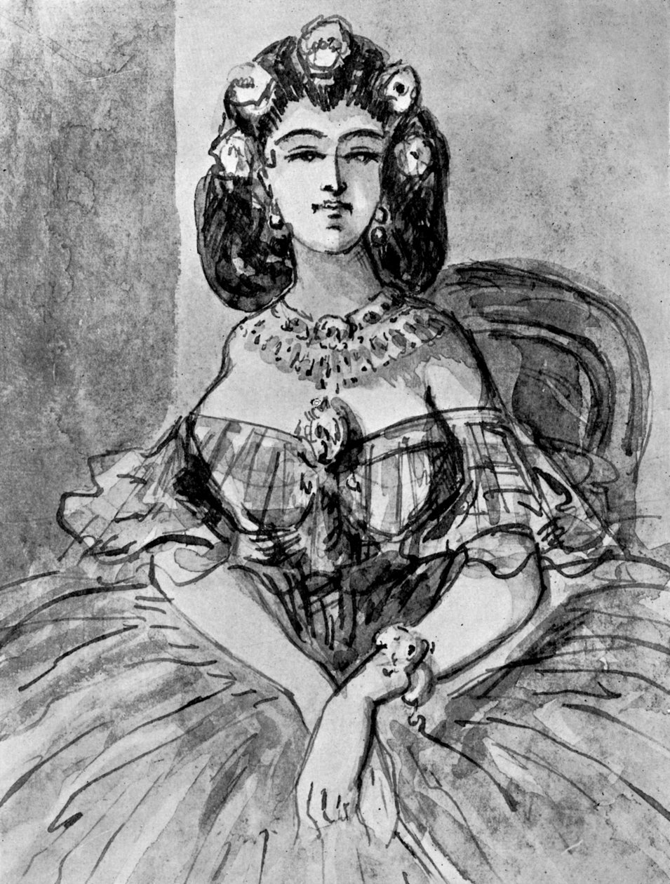 Portræt af en dame, 1800-tallet, 1930 af Constantin Guys