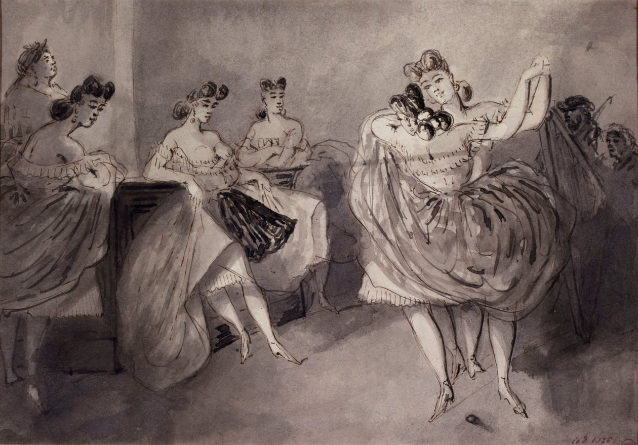Dansescene i et bordel, omkring 1865 af Constantin Guys