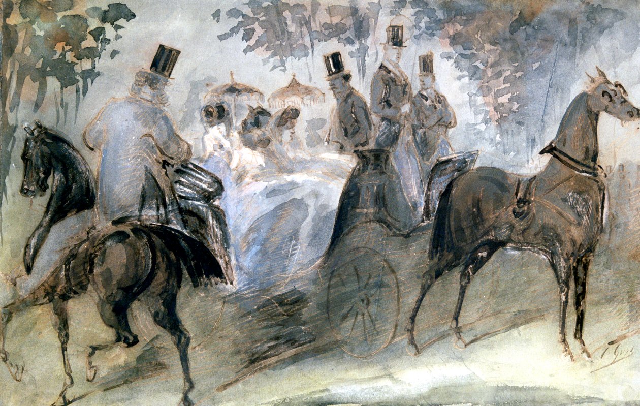 Den elegante hest og ryttere, c1822-1892 af Constantin Guys