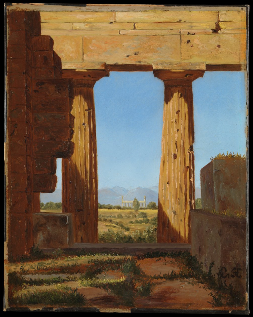 Søjler i Neptuns tempel i Paestum af Constantin Hansen