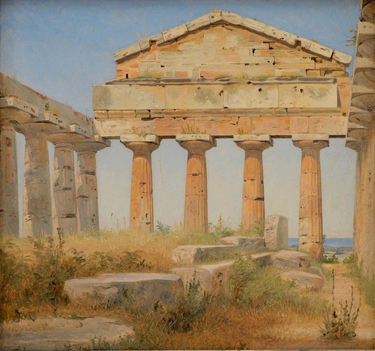 Dansk:  Athenatemplet i Pæstum Athenatemplet i Paestum af Constantin Hansen