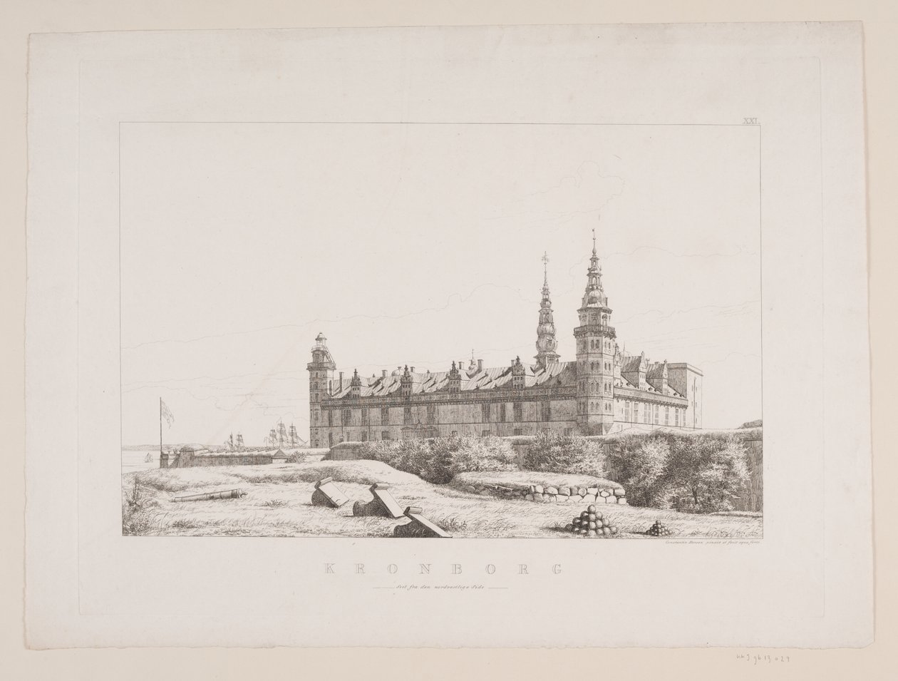 Danish: Kronborg set fra den nordvestlige side af Constantin Hansen