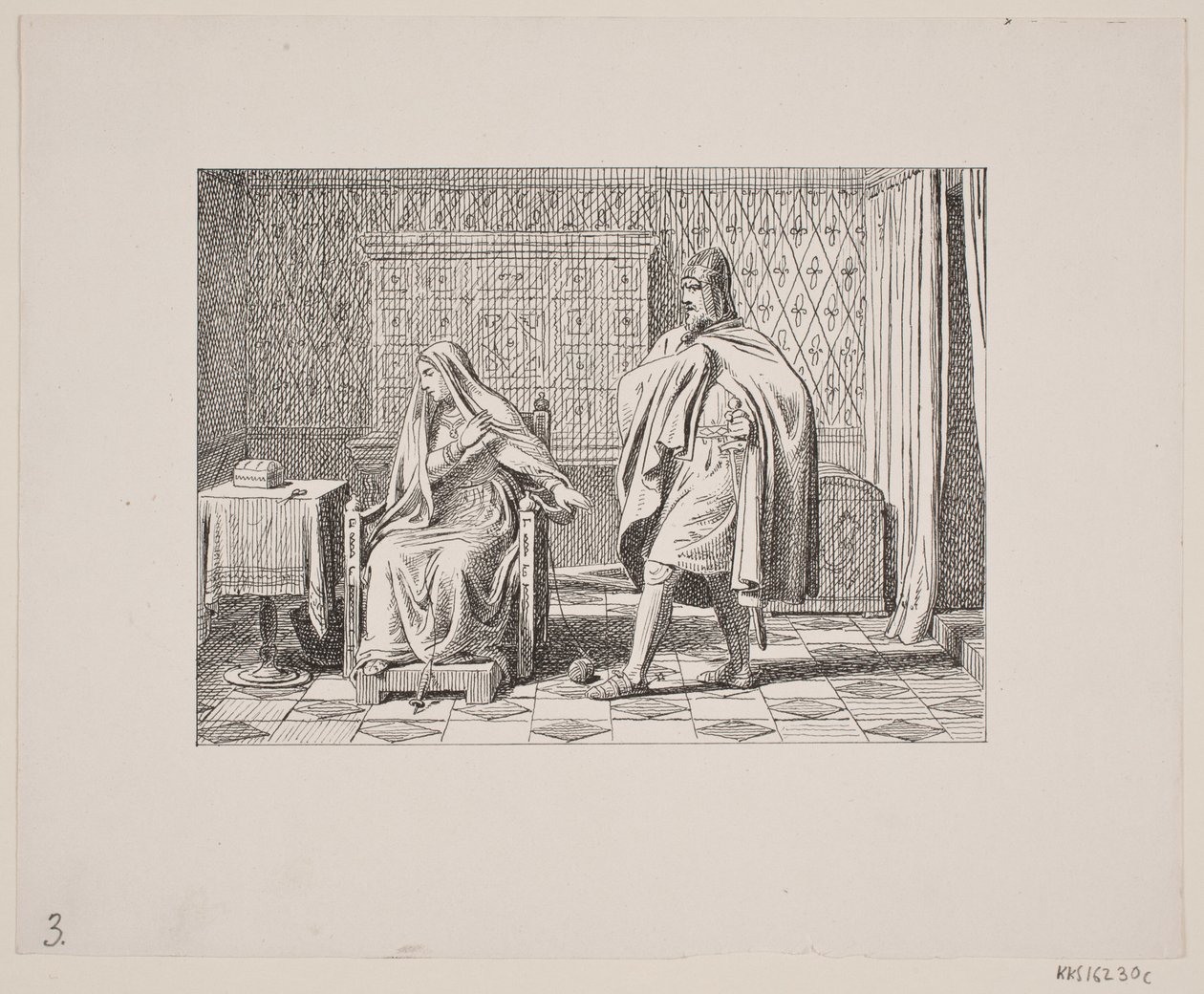 Illustration til Svend Grundtvig, "Marsk Stig: Dansk Folkevise Fra 13de Aarhundrede", 1861 af Constantin Hansen