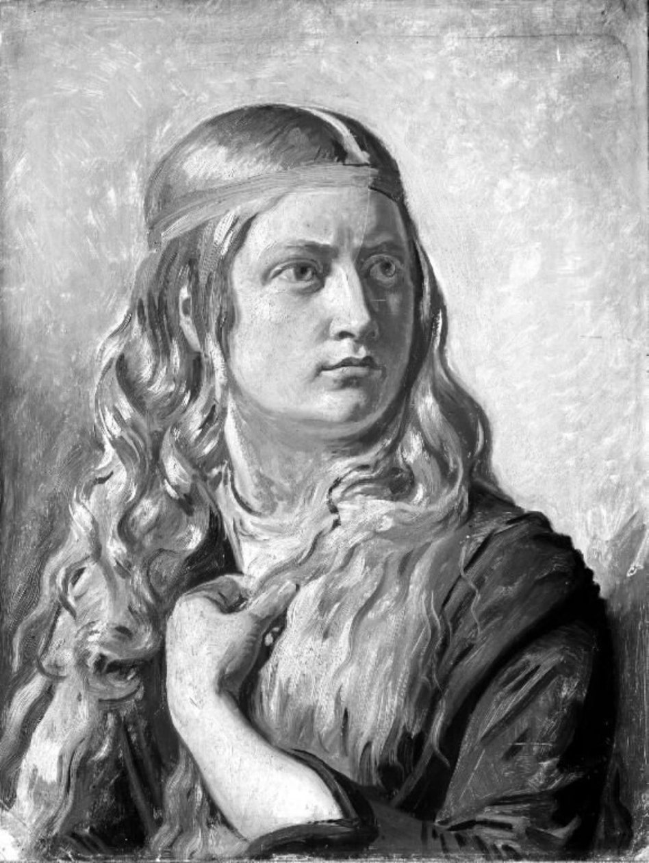 Studie af en ung kvinde (Oline Købke) af Constantin Hansen