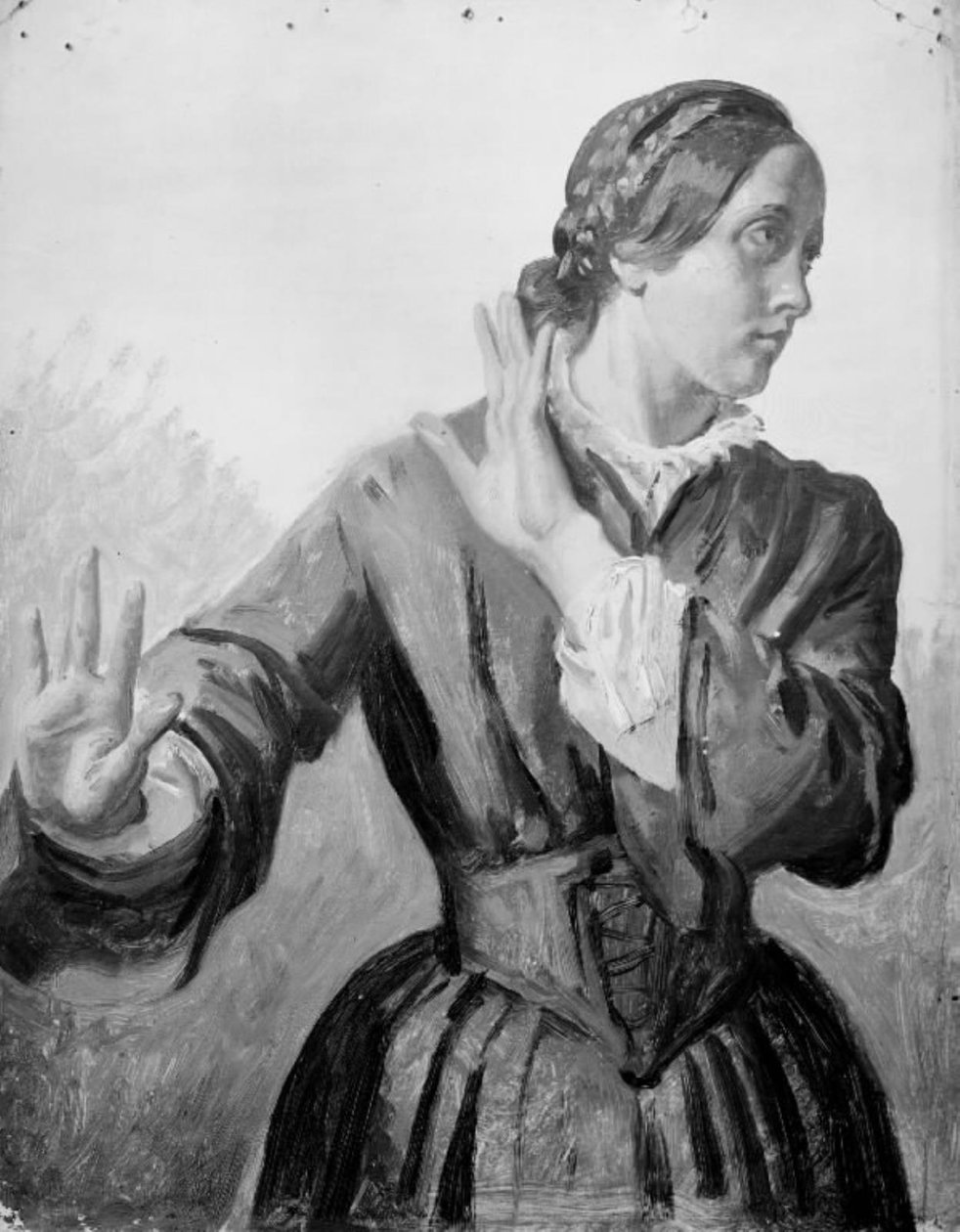Studie af en ung kvinde (Thora Købke) af Constantin Hansen