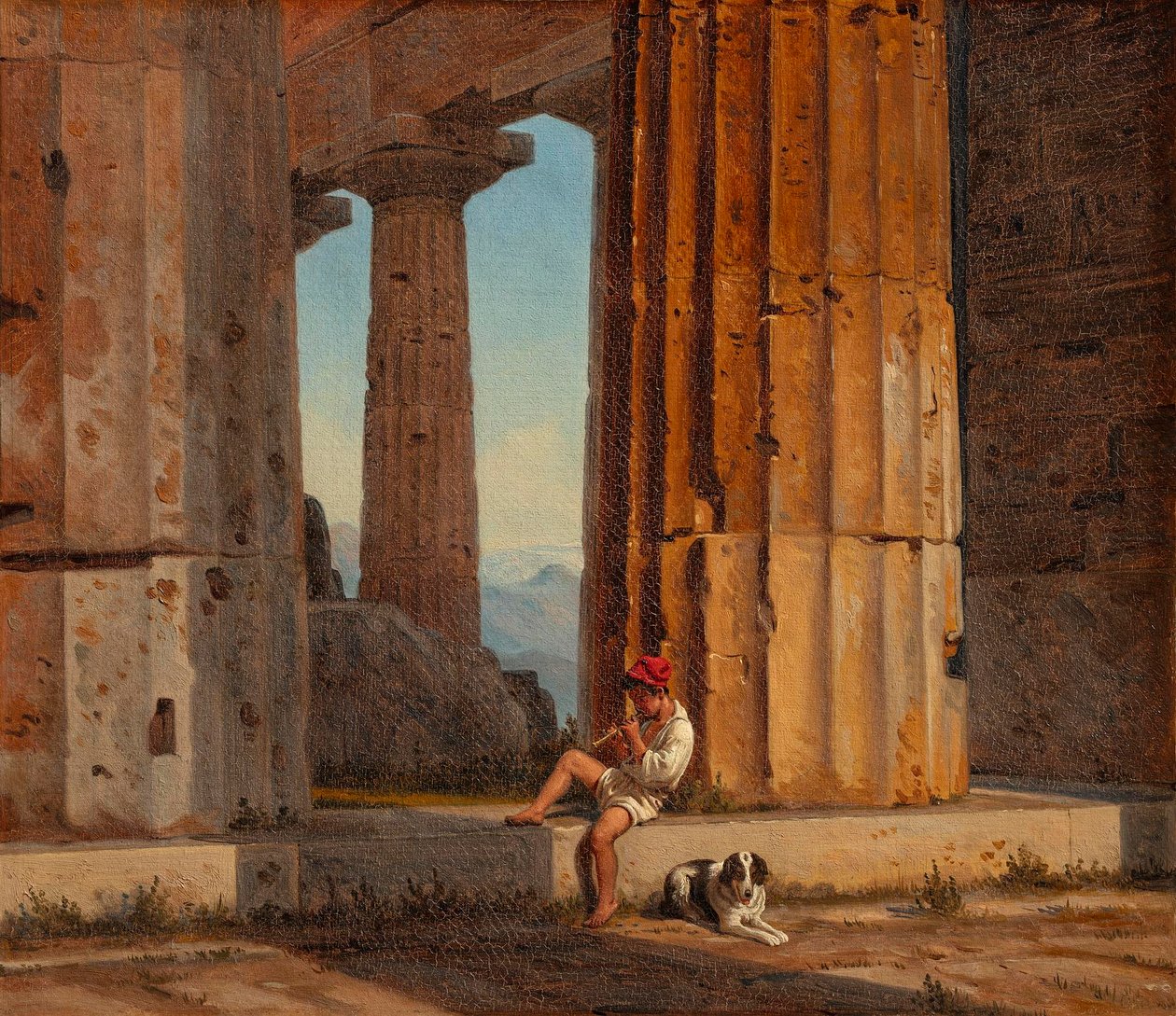 Udsigt over Poseidon-templet i Paestum af Constantin Hansen