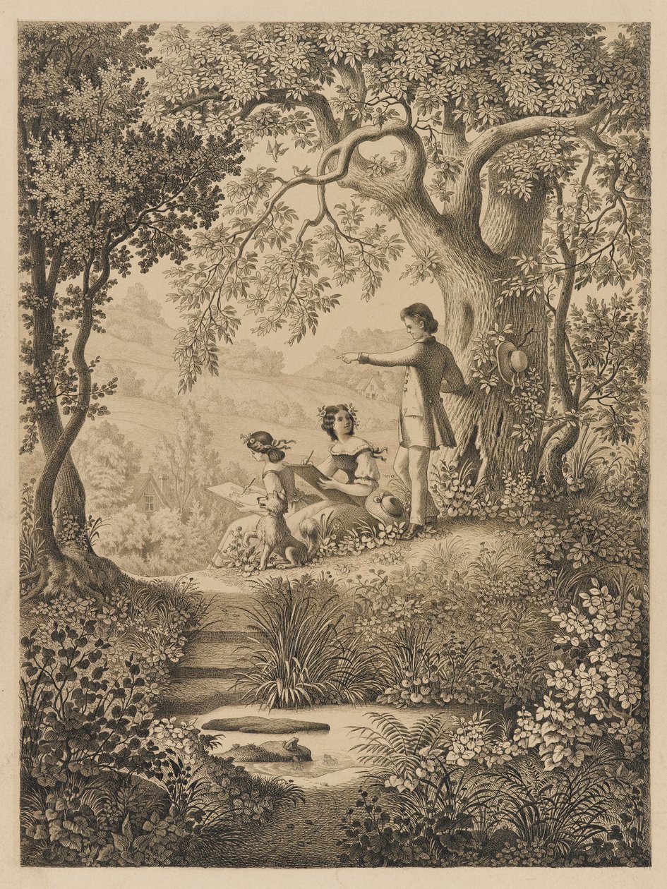 A Drawing Lesson, 1865 (sort blæk på tykt cremet glat vævet papir) af Constantine Hertzberg