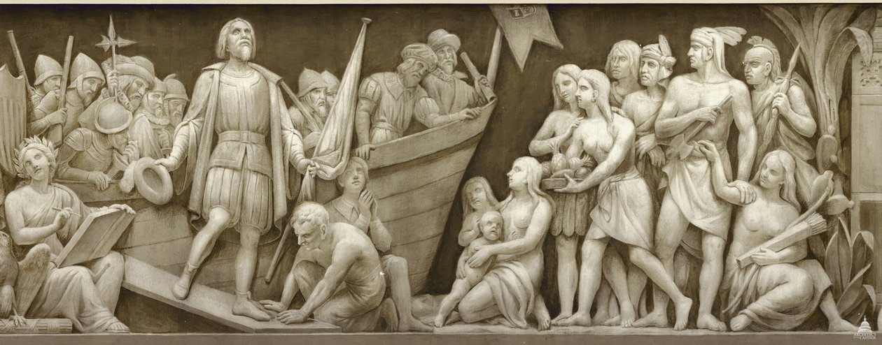 Landing af Christopher Columbus Frisen i rotunden i United States Capitol, 1860-1873 af Constantino Brumidi