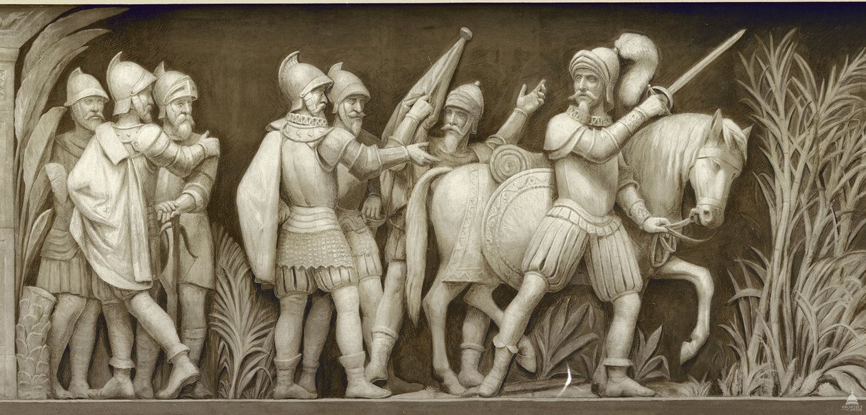 Pizarro på vej til Peru Frisen i rotunden i United States Capitol, 1860-1873 af Constantino Brumidi