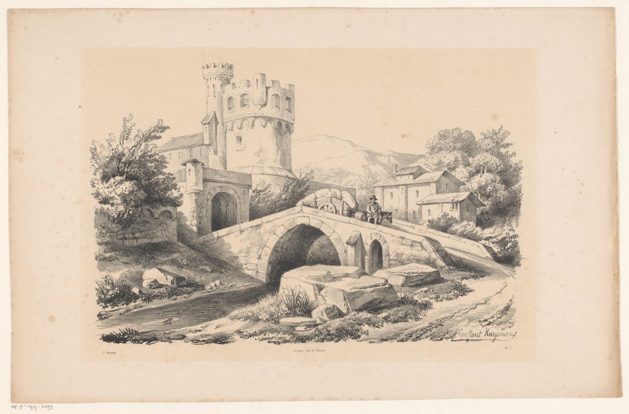 Landskab med fæstning og bro The Landscape (serietitel) af Constantinus Cornelis Huysmans