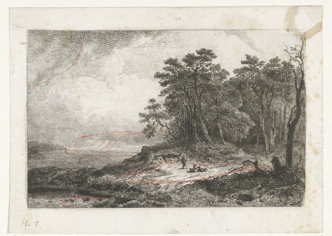Landskab med hyrde af Constantinus Cornelis Huysmans