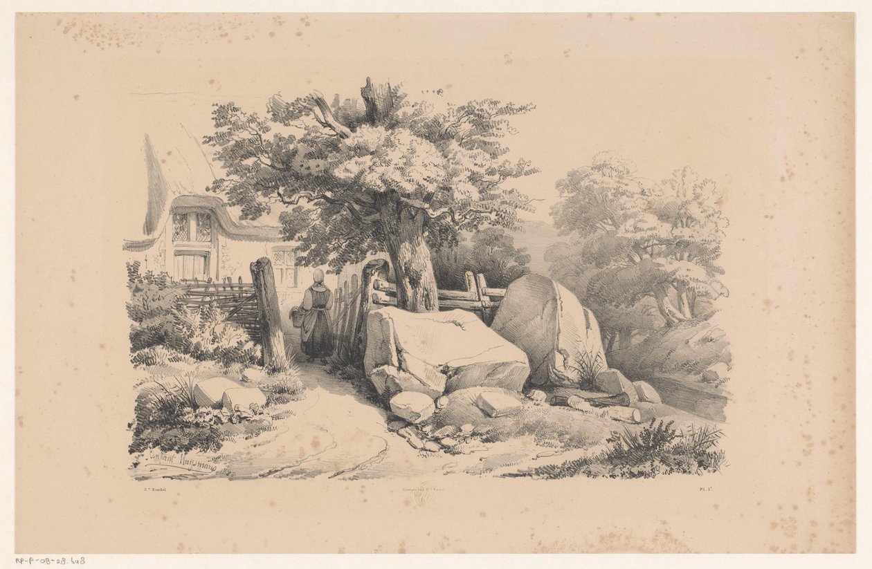 Landskab med indgangsport til hus The Landscape (serietitel) af Constantinus Cornelis Huysmans
