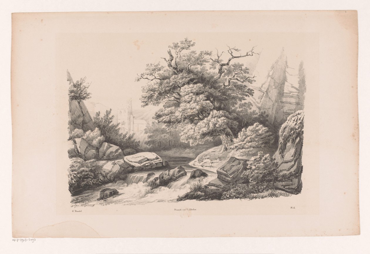 Klippelandskab med å The Landscape (serietitel) af Constantinus Cornelis Huysmans