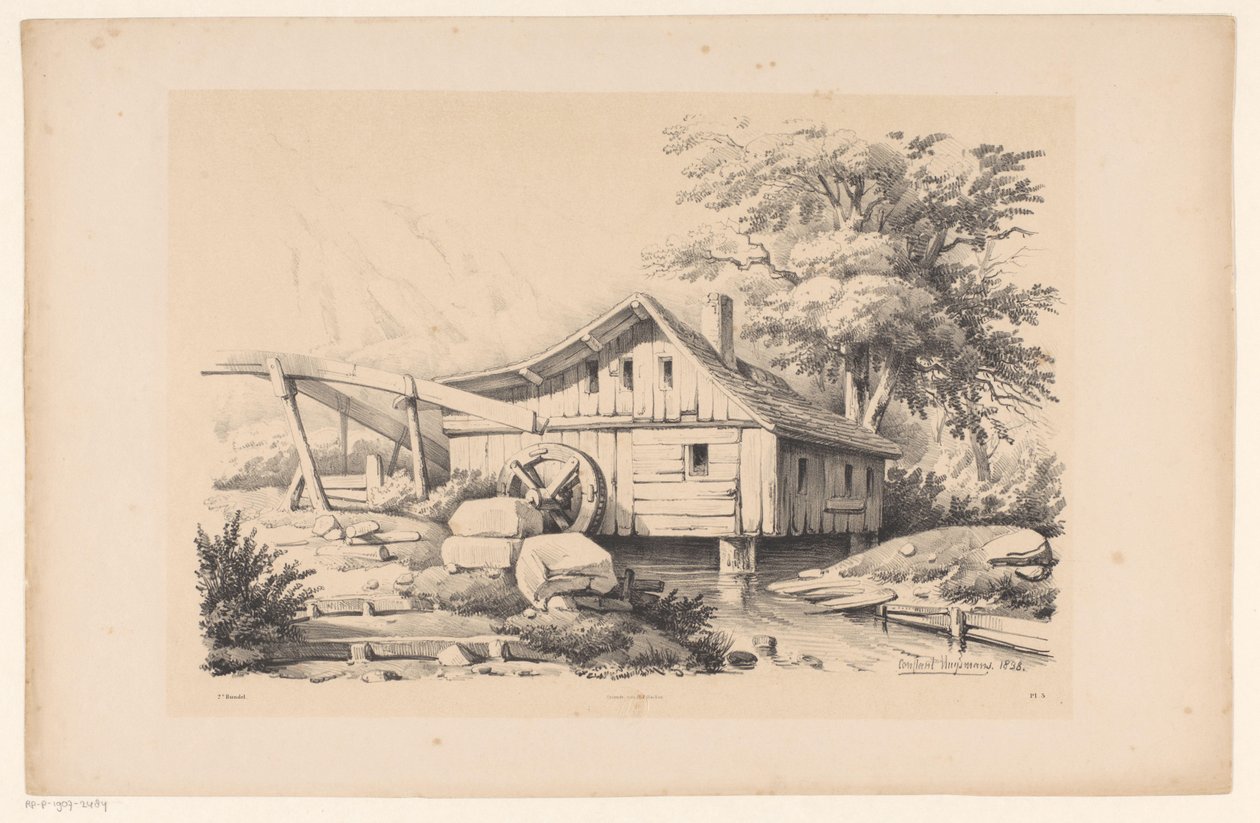 Vandmølle i et bjerglandskab The Landscape (serietitel) af Constantinus Cornelis Huysmans