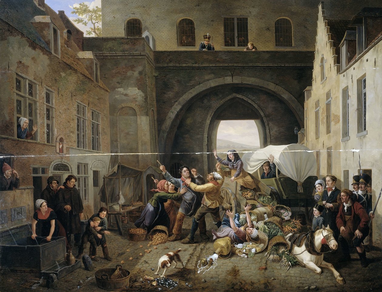En kollision ved Porte de Hal, Bruxelles af Constantinus Fidelio Coene