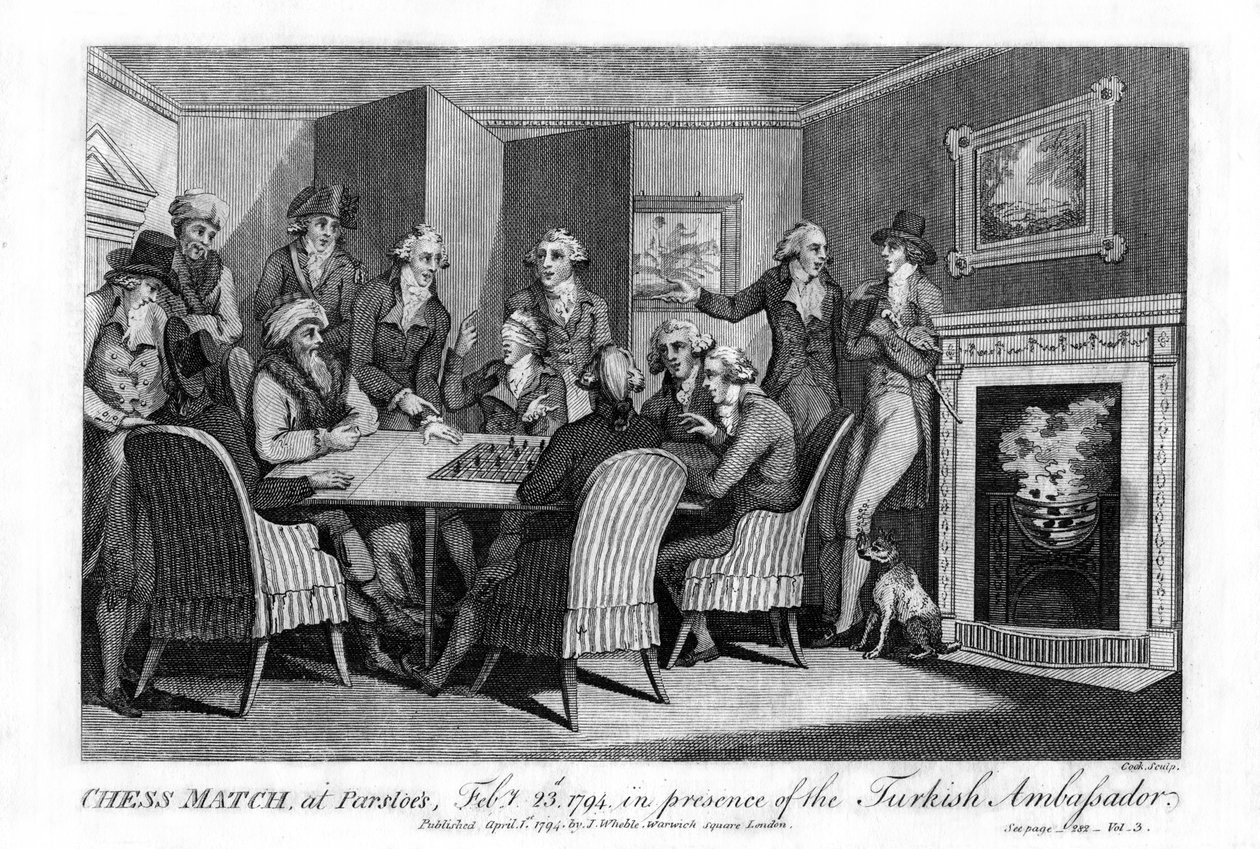Skakkamp i Parsloes den 23. februar 1794 i nærværelse af den tyrkiske ambassadør 1794. af Cook