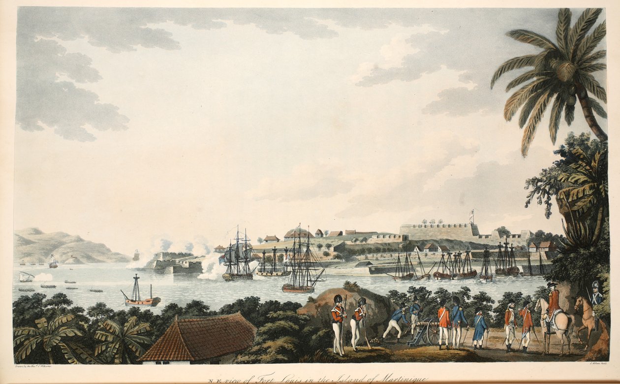 N.E. udsigt over Fort Louis på øen Martinique, illustration fra 