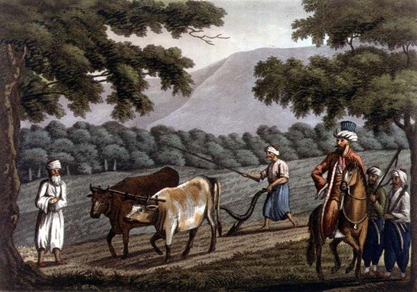 Landbrug i Syrien, indgraveret af Joseph Constantine Stadler (fl.1780-1812) pub. af J. White af Cooper (after) Willyams