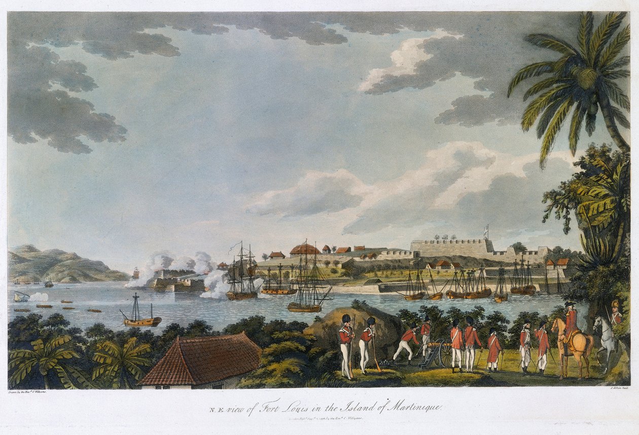 Nordøstlig udsigt over Fort Louis (Fort Saint Louis), Martinique, 5. februar - 22. marts af Cooper (after) Willyams