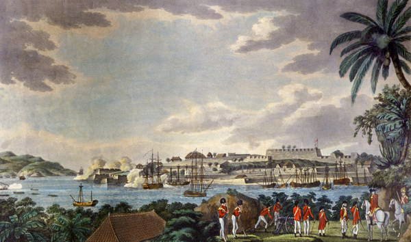 North East View of Fort Louis, Martinique, indgraveret af Samuel Alken (1750-1815) 1796 (tryk) af Cooper Willyams