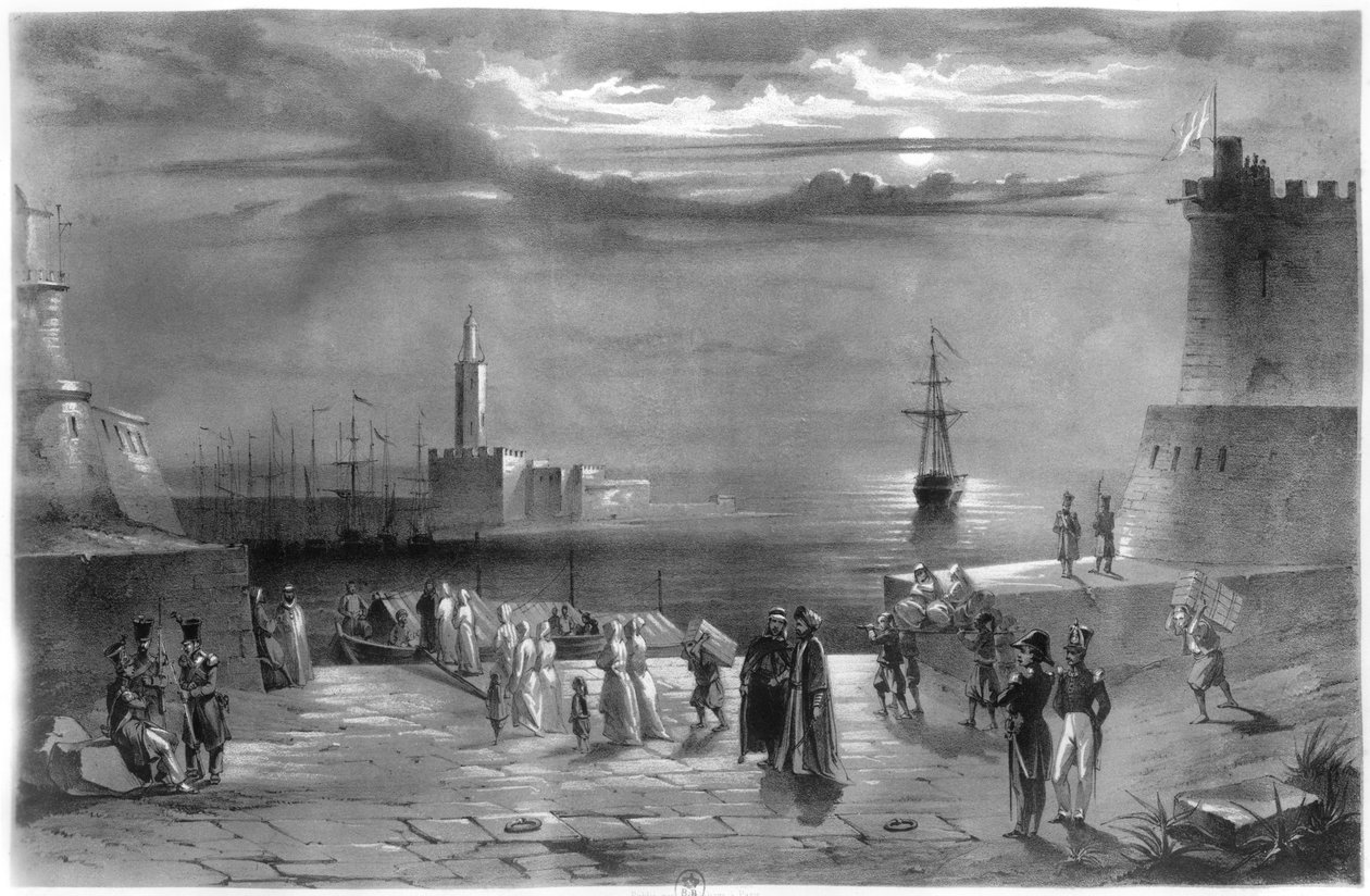 Dey Hussein Ibn El Hussein (1765-1838) forlader Algier, efter at byen er blevet erobret den 4. juli 1830 af Coppin