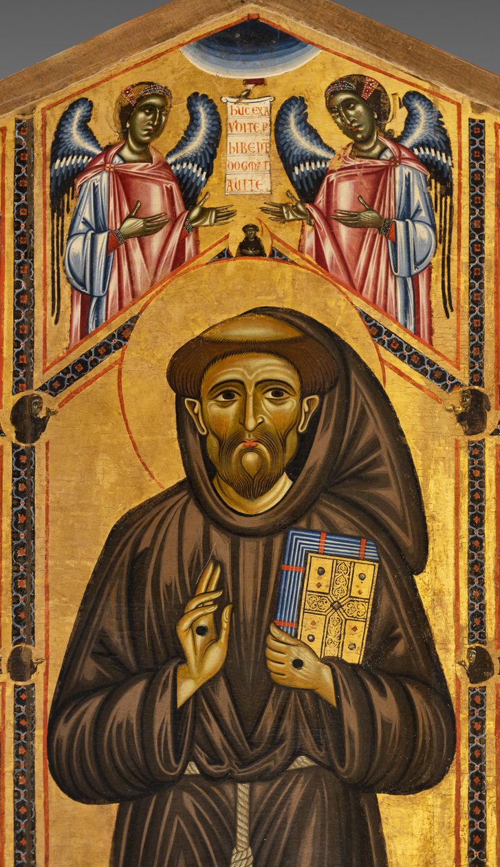 Bardi St. Francis altertavle og tyve historier om hans liv, Bardi-kapellet, Detalje af helgenen og englene af Coppo di Marcovaldo
