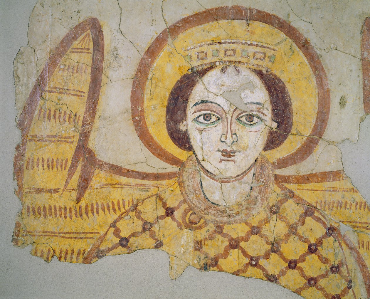 Kronet ærkeengel med spredte vinger, fra katedralen i Faras, Sudan af Coptic