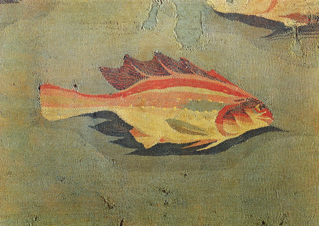 Detalje af en fisk fra et gobelin, fra Antinoe, uldtæppe fra det 2.-3. århundrede af Coptic