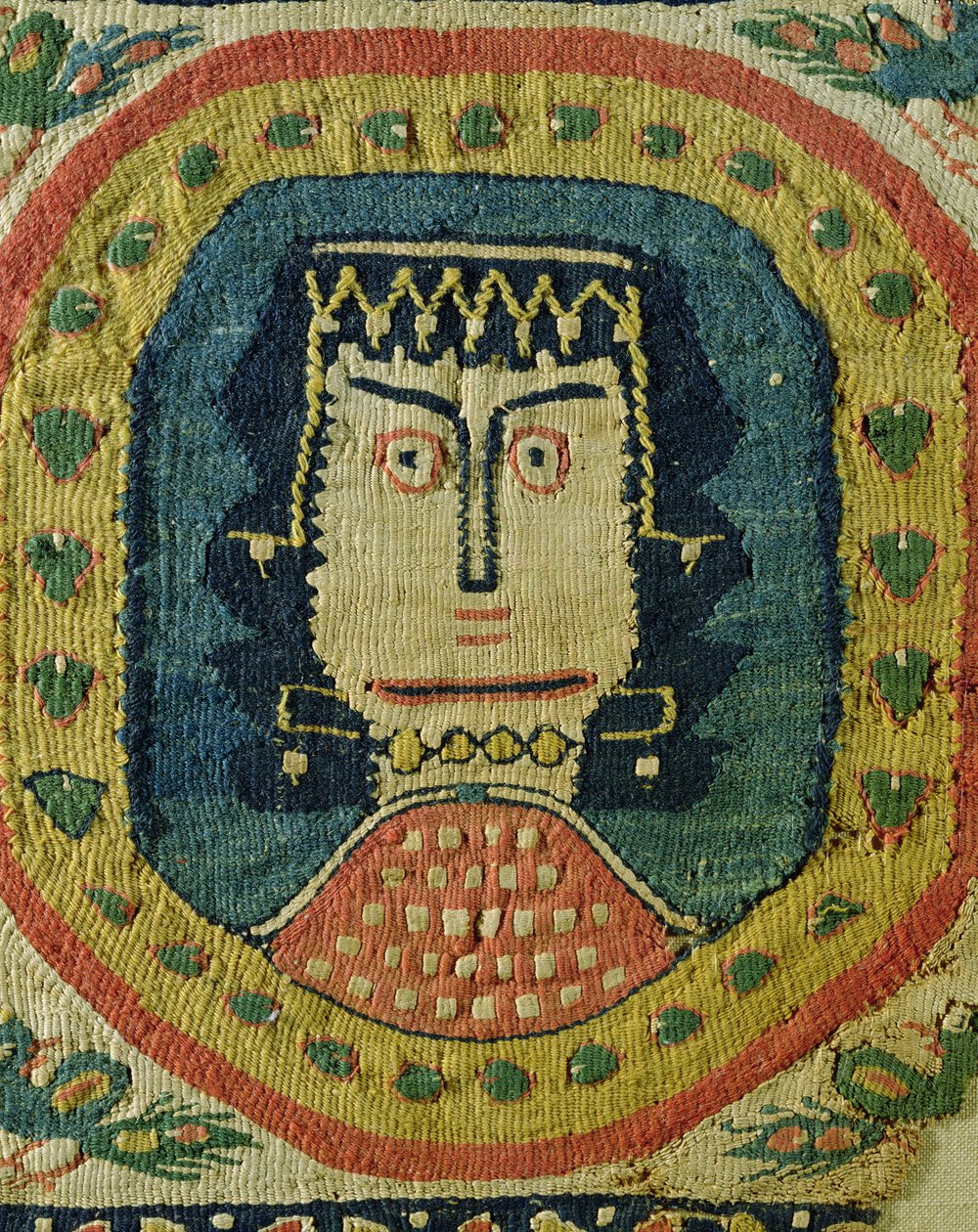 Kvindebuste i medaljon (linned og uld) af Coptic